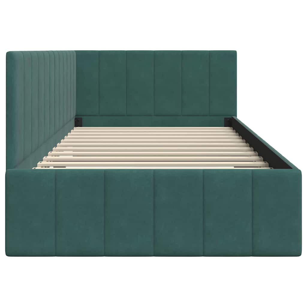 Cadre de lit d'angle Vert foncé 90 cm x 200 cm Velours