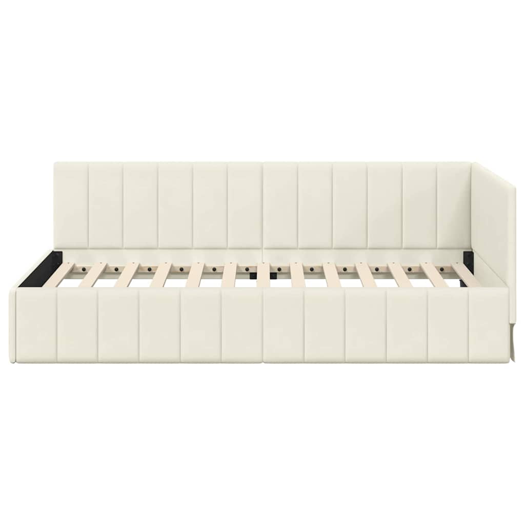 Cadre de lit d'angle Crème 90 cm x 200 cm Velours