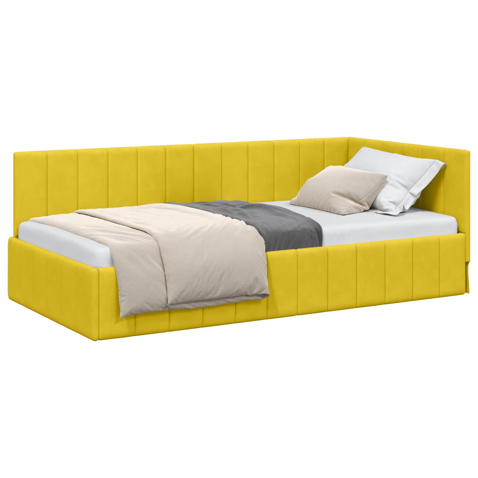 Cadre de lit d'angle Jaune 100 cm x 200 cm Velours - XIOS