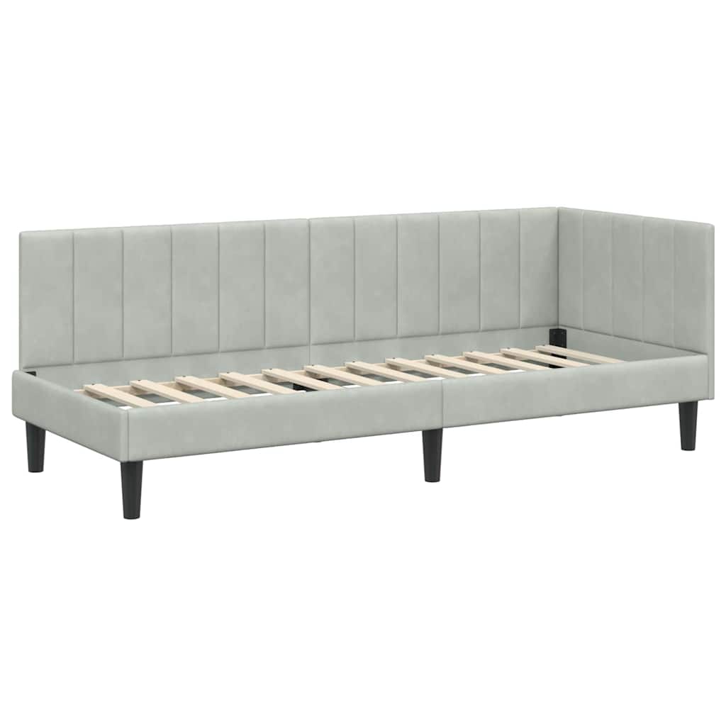 Cadre de lit d'angle Gris clair 80 x 200 cm Velours - XIOS