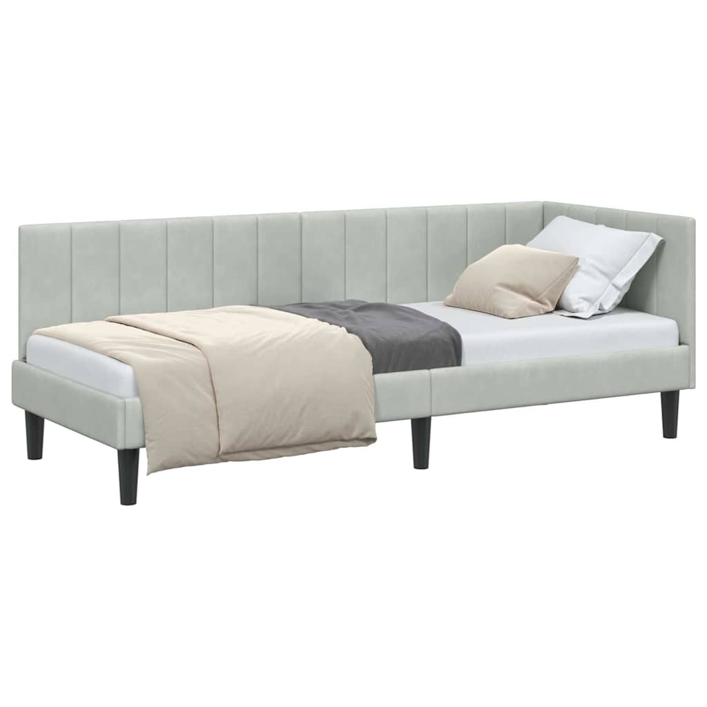 Cadre de lit d'angle Gris clair 80 x 200 cm Velours - XIOS