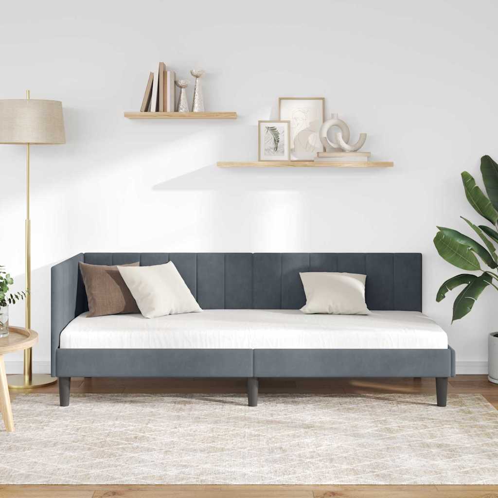 Cadre de lit d'angle Gris foncé 80 x 200 cm Velours - XIOS