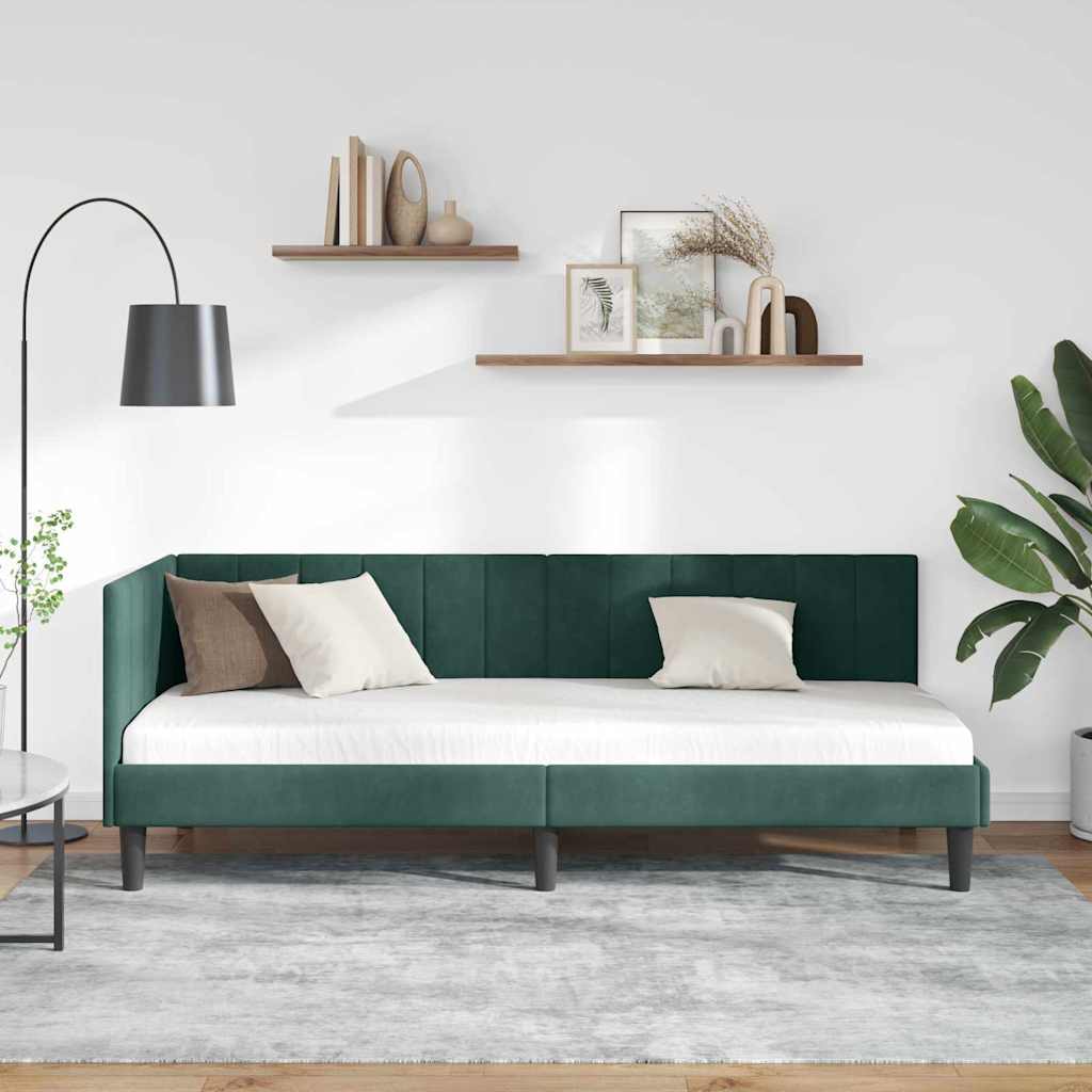 Cadre de lit d'angle Vert foncé 80 x 200 cm Velours - XIOS
