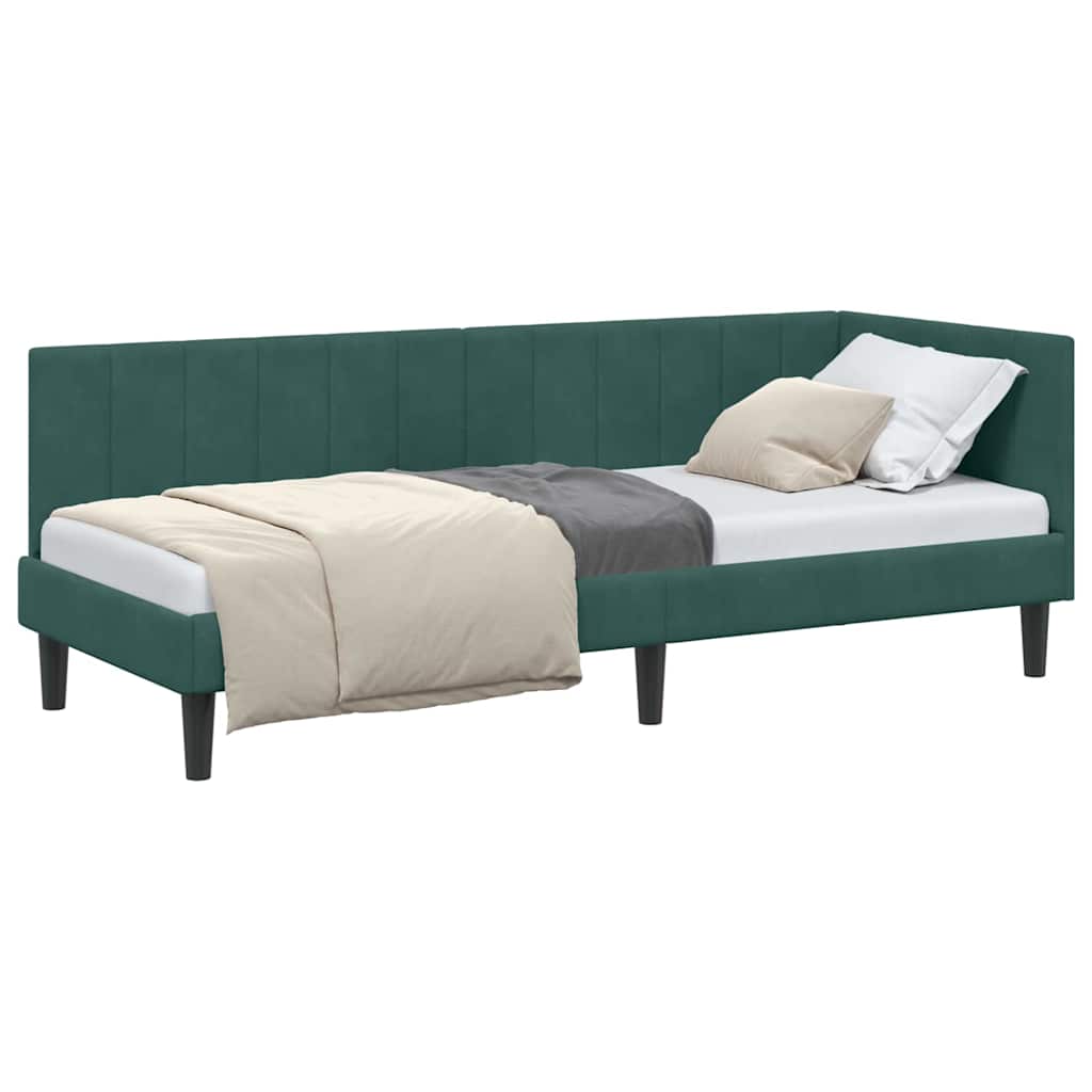 Cadre de lit d'angle Vert foncé 80 x 200 cm Velours - XIOS