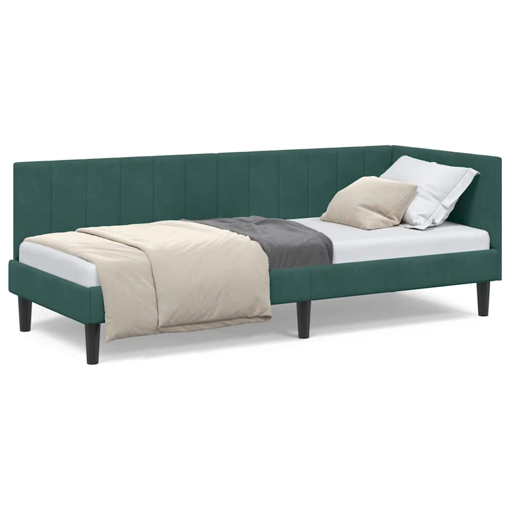 Cadre de lit d'angle Vert foncé 80 x 200 cm Velours - XIOS