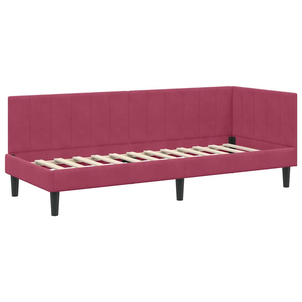 Cadre de lit d'angle Rouge bordeaux 80 x 200 cm Velours - XIOS