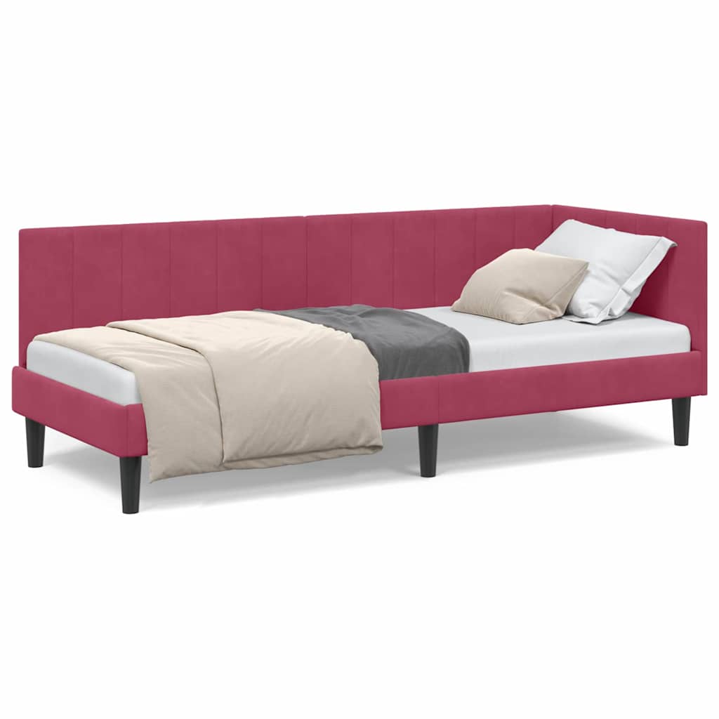 Cadre de lit d'angle Rouge bordeaux 80 x 200 cm Velours - XIOS