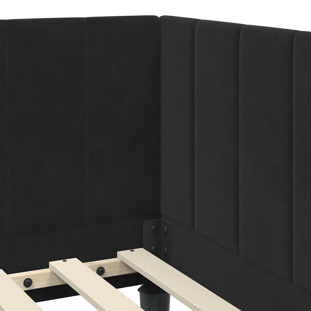 Cadre de lit d'angle avec tête de lit Noir 80 x 200 cm Velours - XIOS