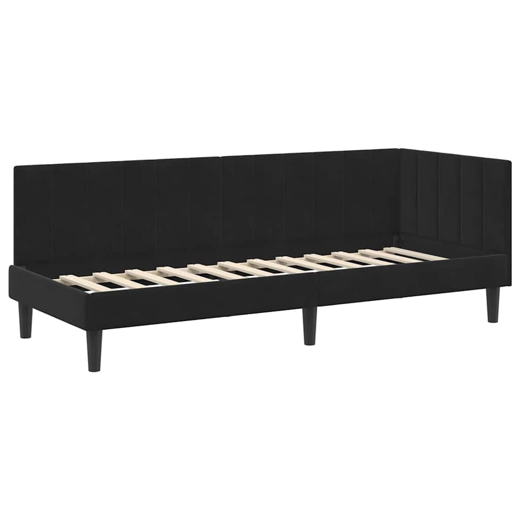 Cadre de lit d'angle avec tête de lit Noir 80 x 200 cm Velours - XIOS