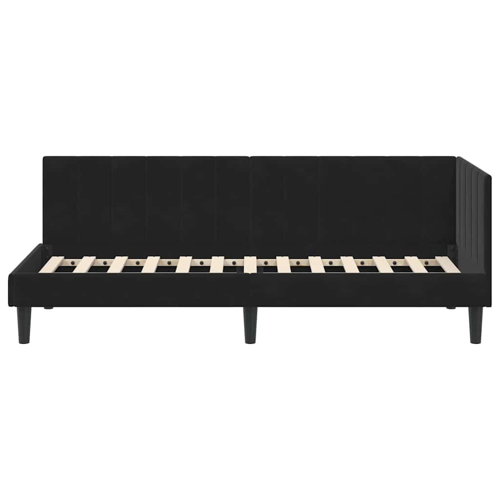 Cadre de lit d'angle avec tête de lit Noir 80 x 200 cm Velours - XIOS