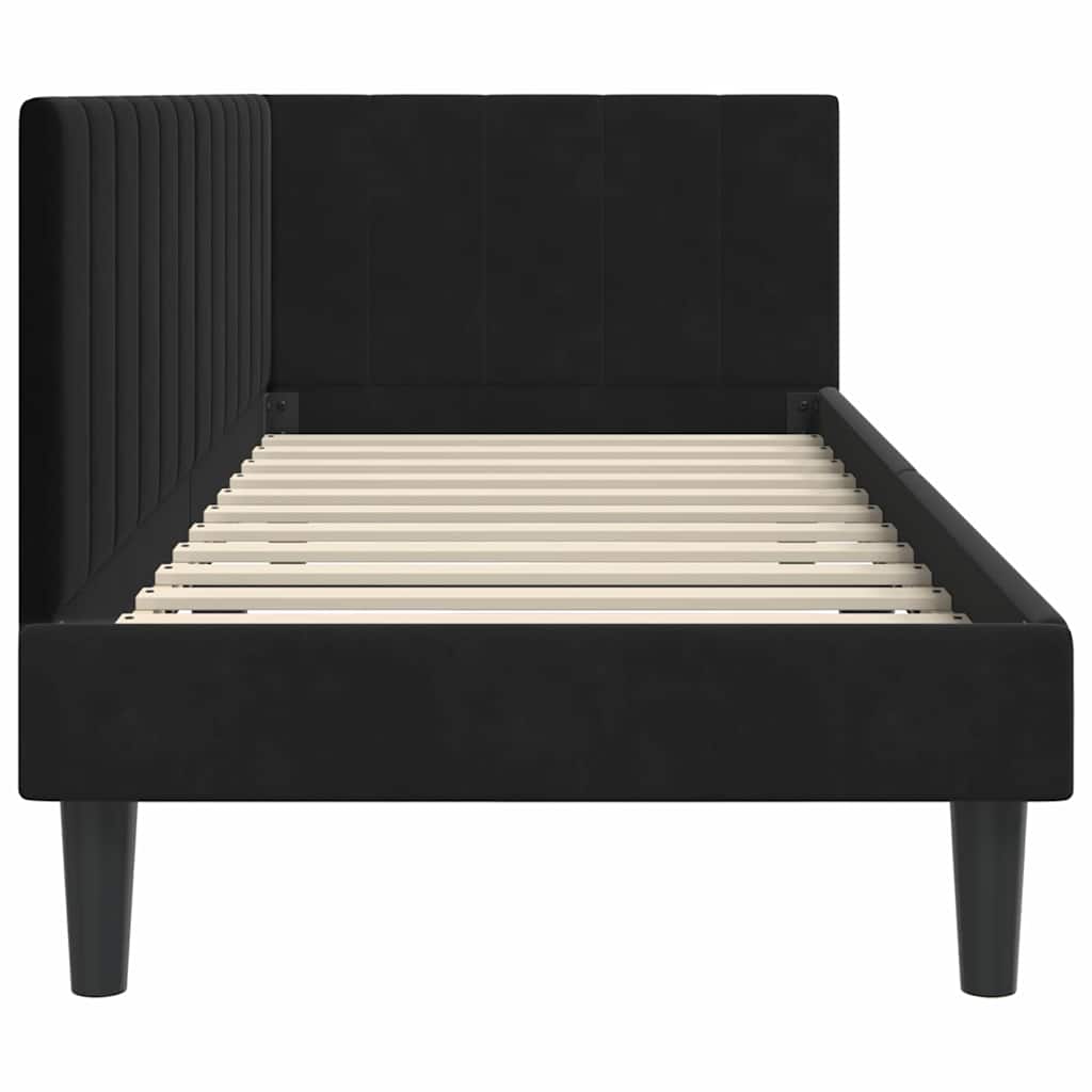 Cadre de lit d'angle avec tête de lit Noir 80 x 200 cm Velours - XIOS