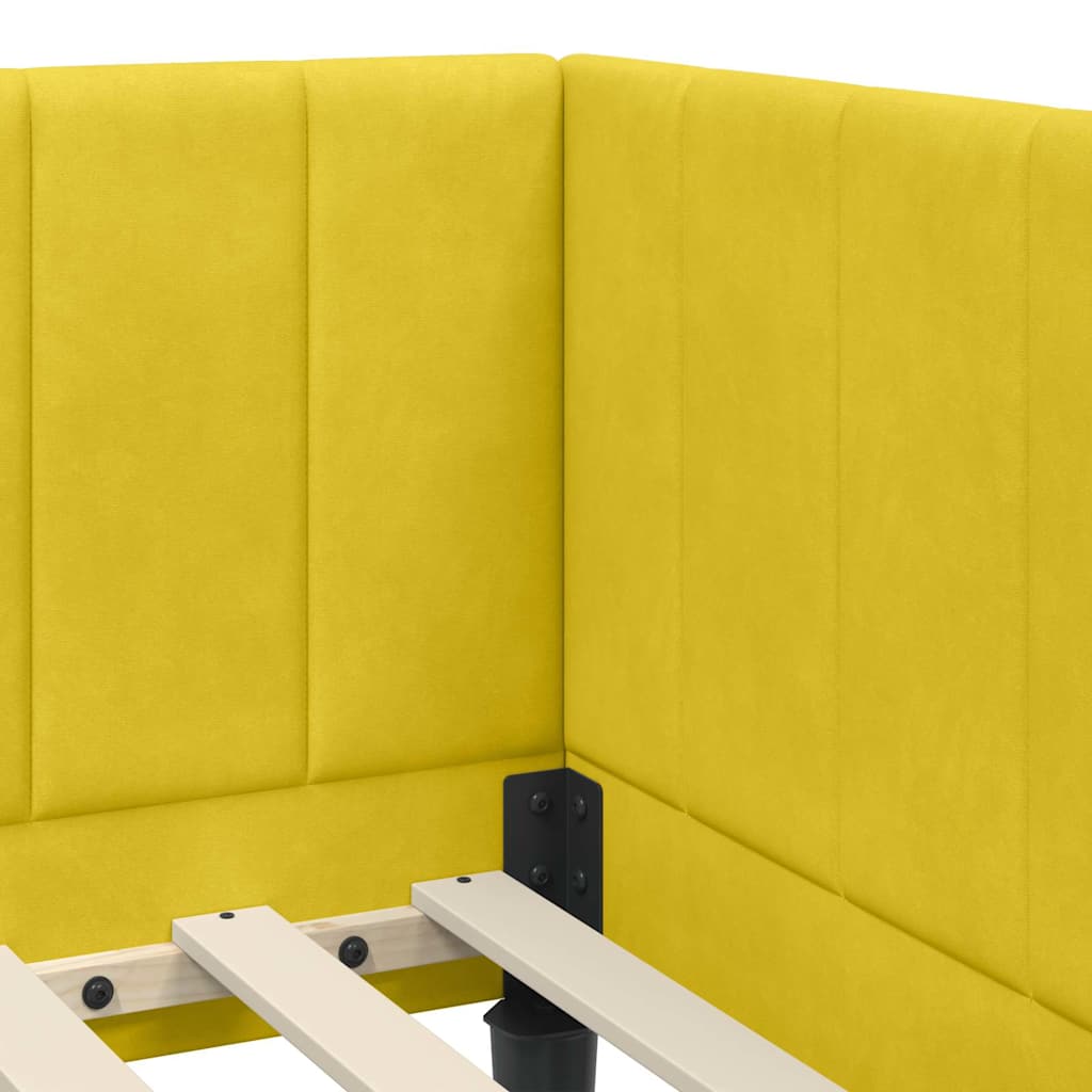 Cadre de lit d'angle avec tête de lit Jaune 80 x 200 cm Velours - XIOS