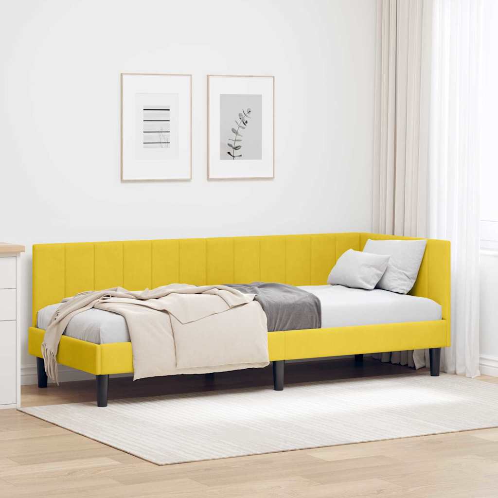 Cadre de lit d'angle avec tête de lit Jaune 80 x 200 cm Velours - XIOS