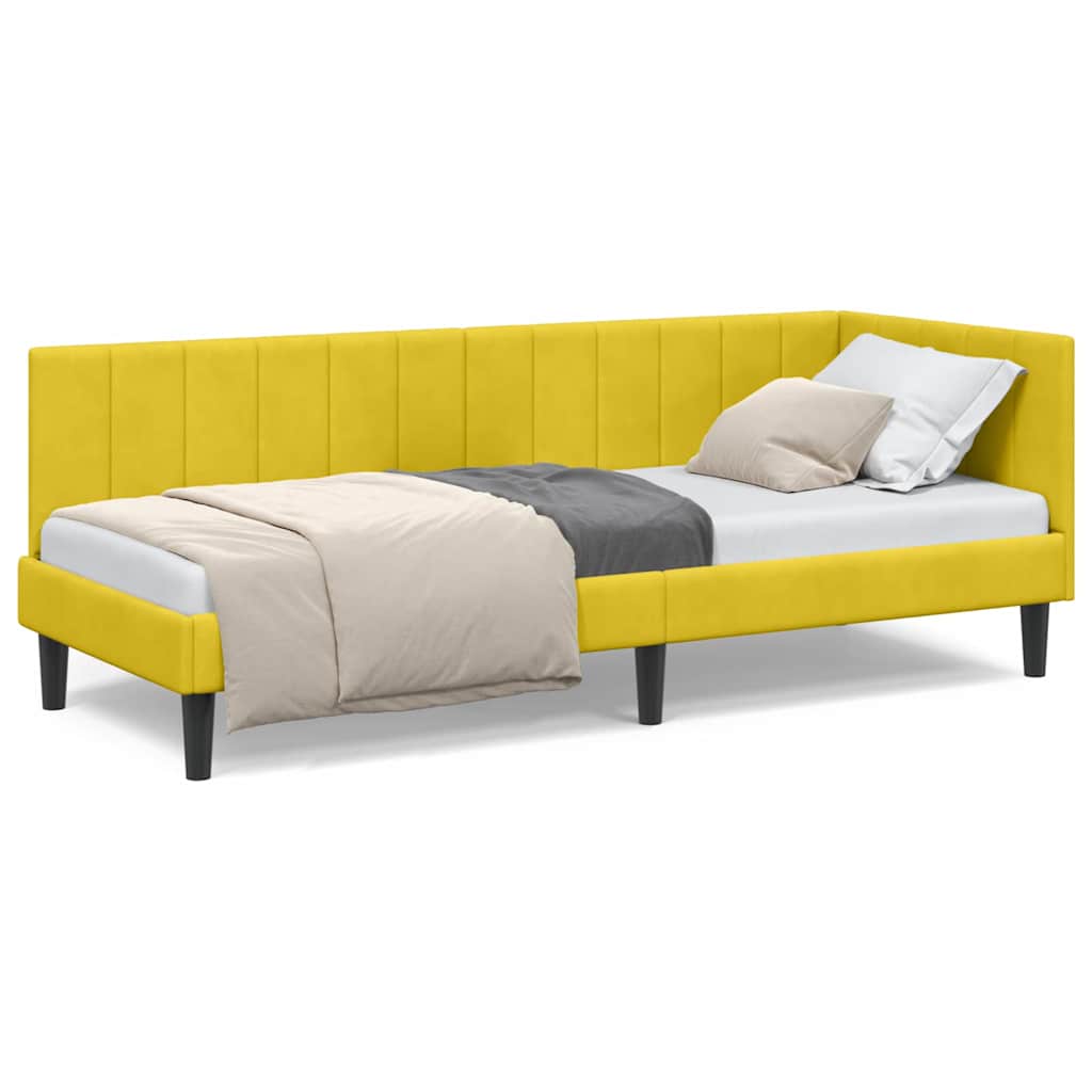 Cadre de lit d'angle avec tête de lit Jaune 80 x 200 cm Velours - XIOS