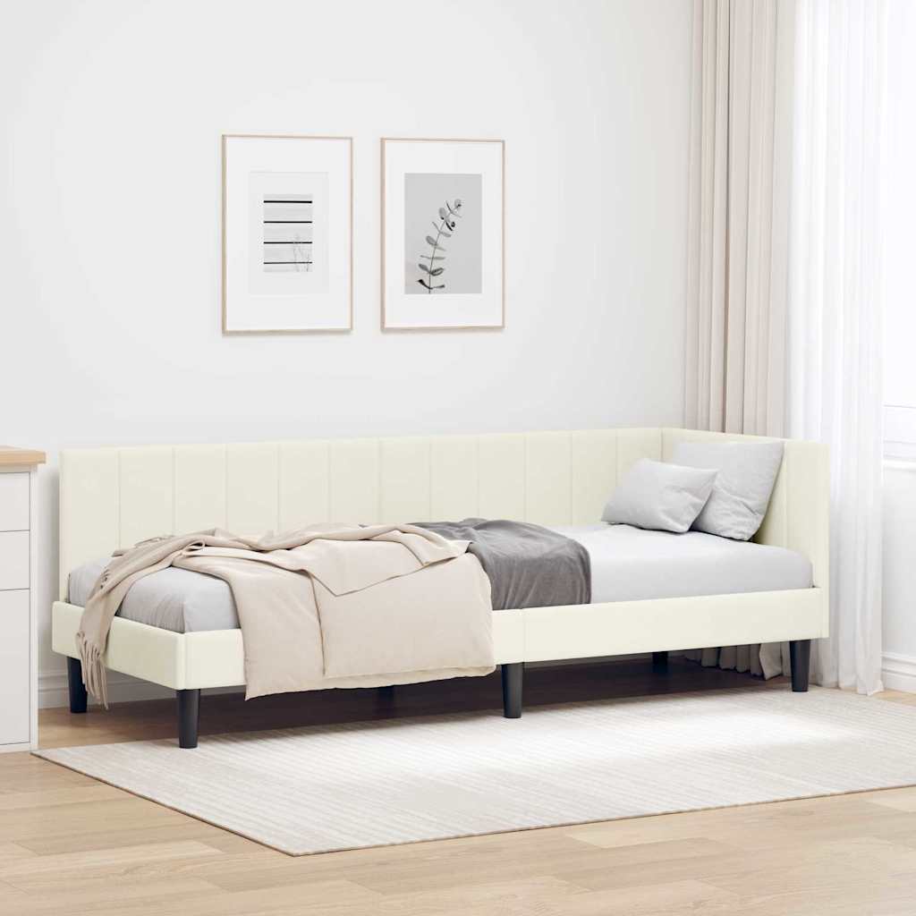 Cadre de lit d'angle avec tête de lit Crème 80 x 200 cm Velours - XIOS