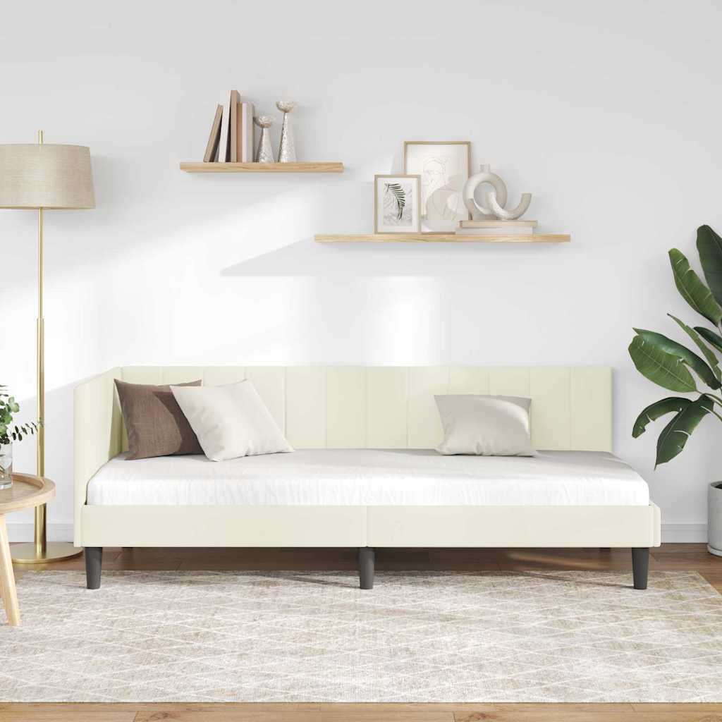 Cadre de lit d'angle avec tête de lit Crème 80 x 200 cm Velours - XIOS