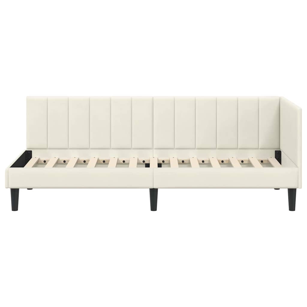 Cadre de lit d'angle avec tête de lit Crème 80 x 200 cm Velours - XIOS
