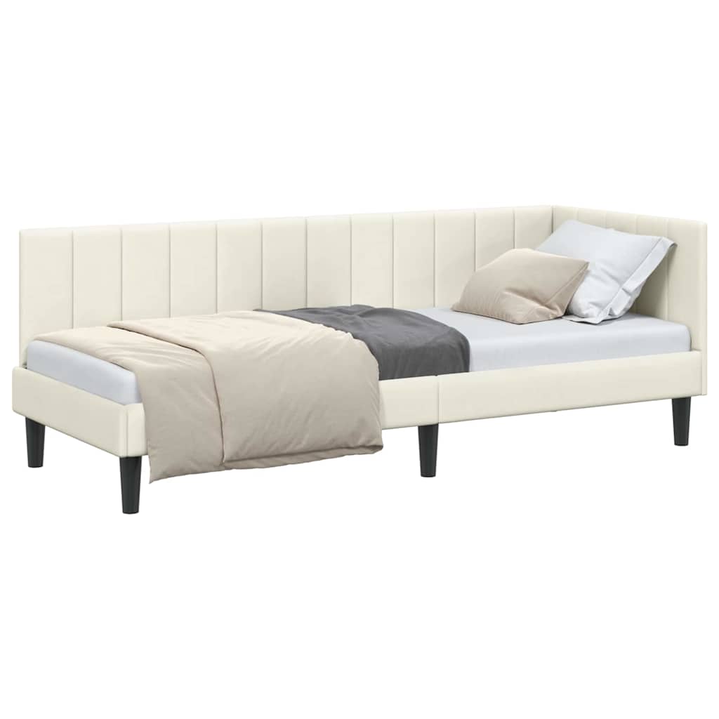 Cadre de lit d'angle avec tête de lit Crème 80 x 200 cm Velours - XIOS