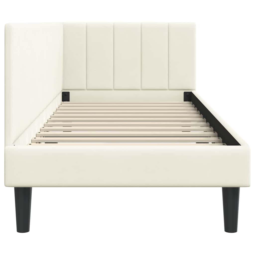 Cadre de lit d'angle avec tête de lit Crème 80 x 200 cm Velours - XIOS