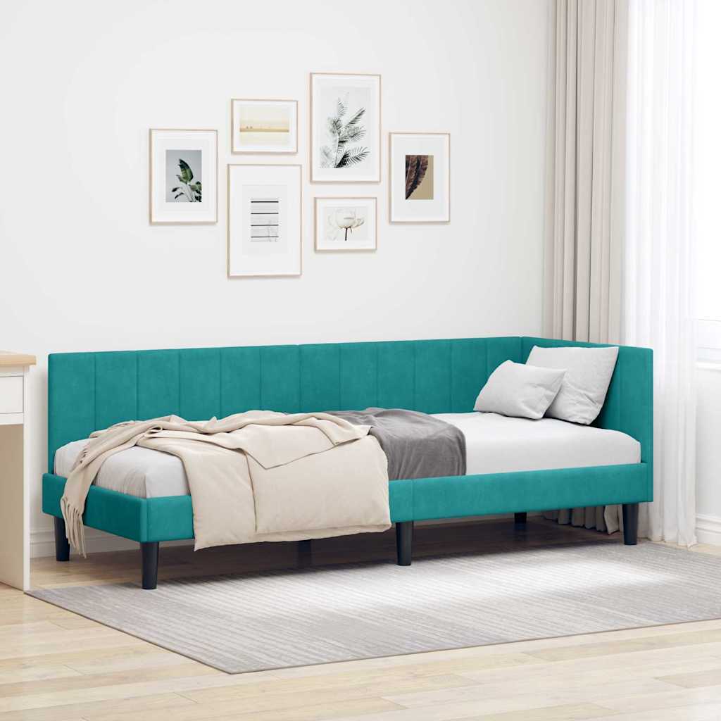 Cadre de lit d'angle Turquoise 80 x 200 cm Velours - XIOS