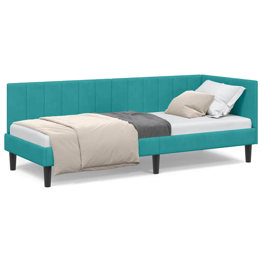 Cadre de lit d'angle Turquoise 80 x 200 cm Velours - XIOS