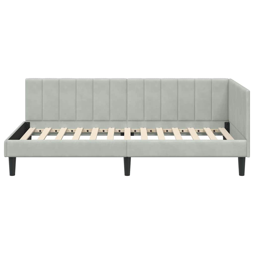 Cadre de lit d'angle Gris clair 90 x 190 cm Velours - XIOS
