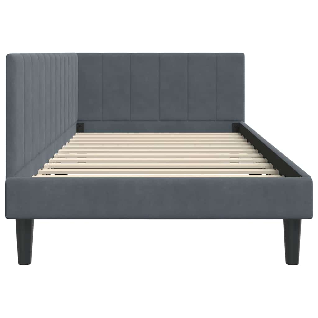 Cadre de lit d'angle Gris foncé 90 x 190 cm Velours - XIOS