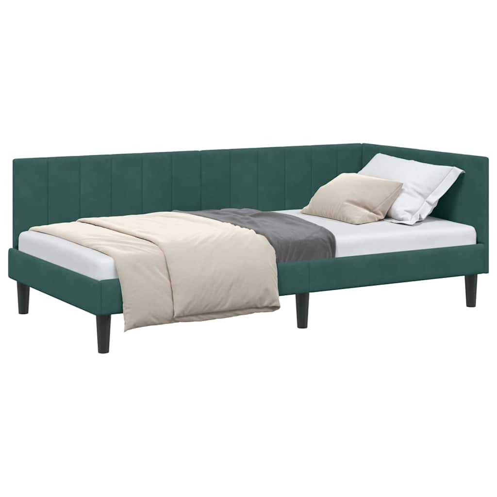 Cadre de lit d'angle Vert foncé 90 x 190 cm Velours - XIOS
