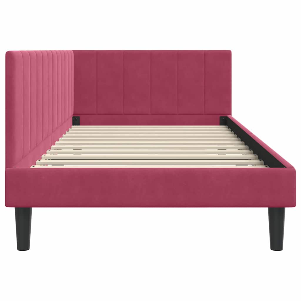 Cadre de lit d'angle Rouge bordeaux 90 x 190 cm Velours - XIOS