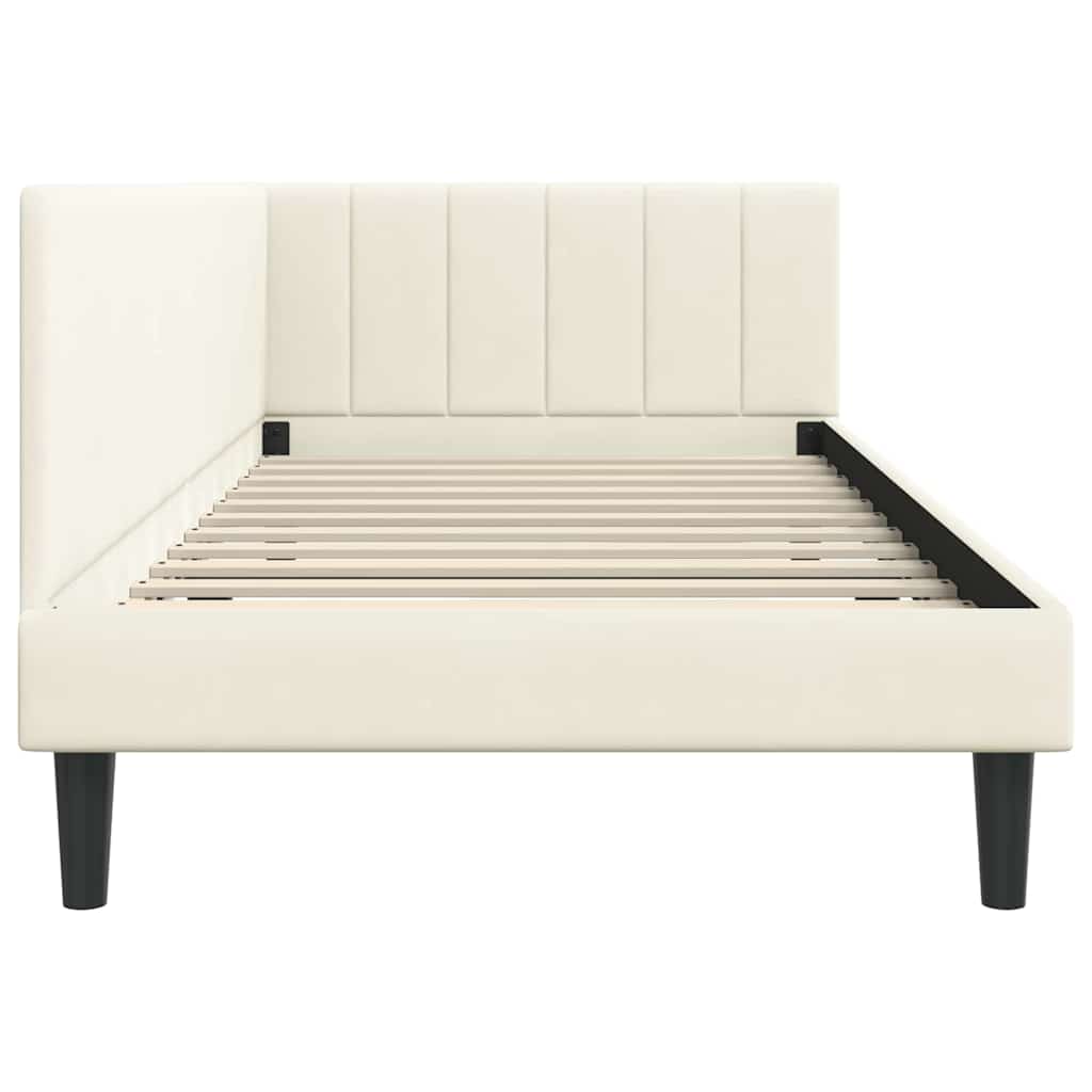 Cadre de lit d'angle Crème 90 cm x 190 cm Velours