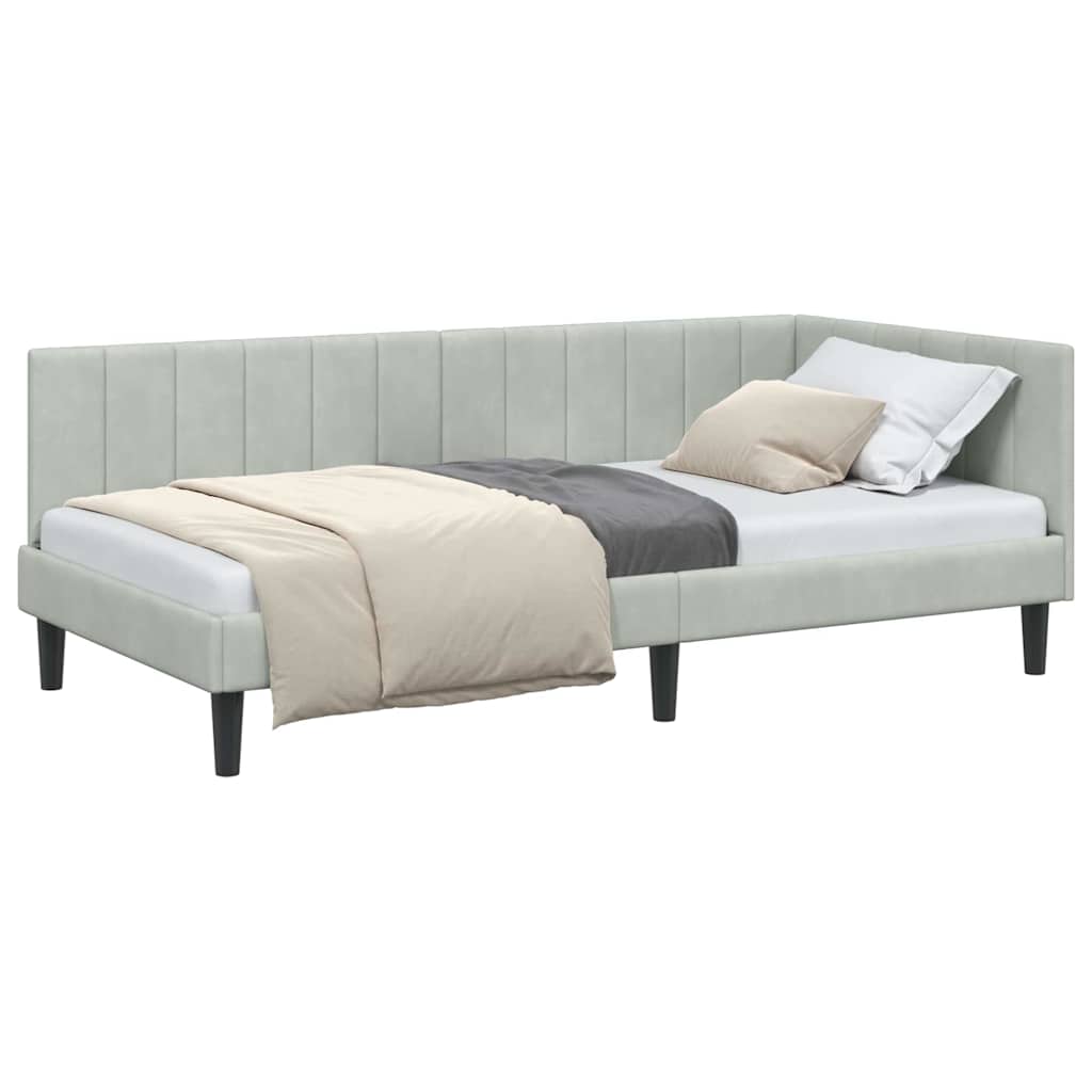 Cadre de lit d'angle Gris clair 90 x 200 cm Velours - XIOS