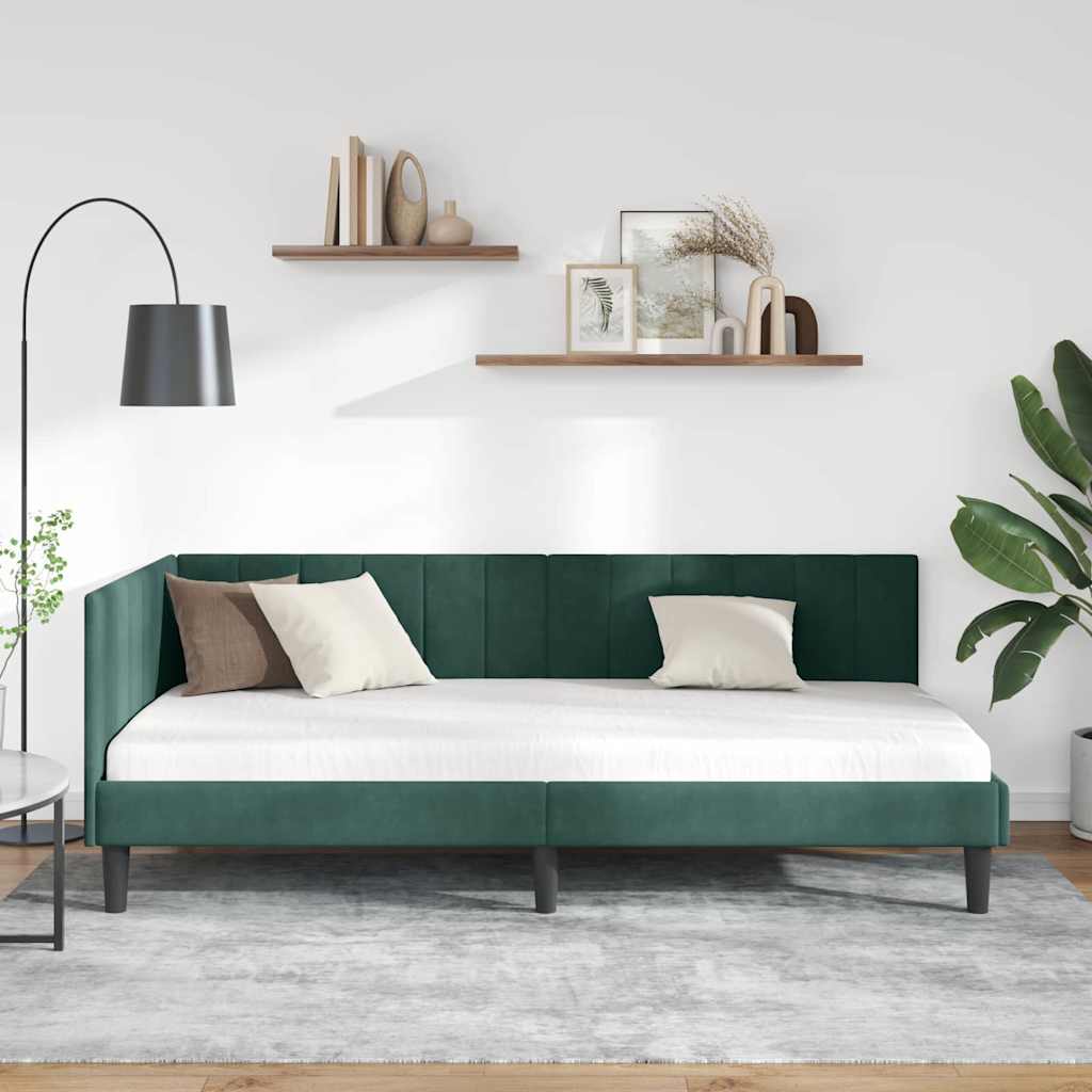 Cadre de lit d'angle Vert foncé 90 x 200 cm Velours - XIOS