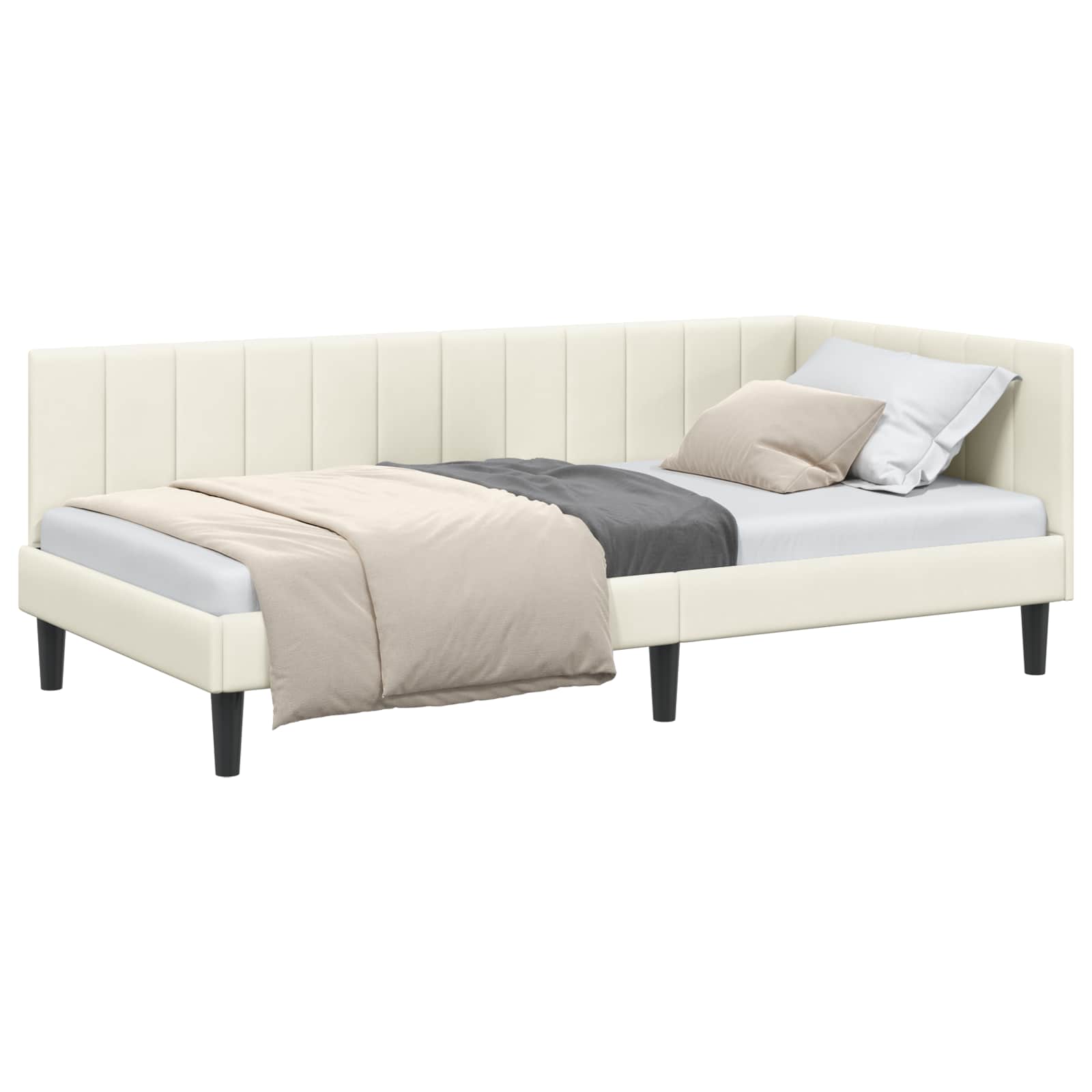 Cadre de lit d'angle Crème 90 cm x 200 cm Velours