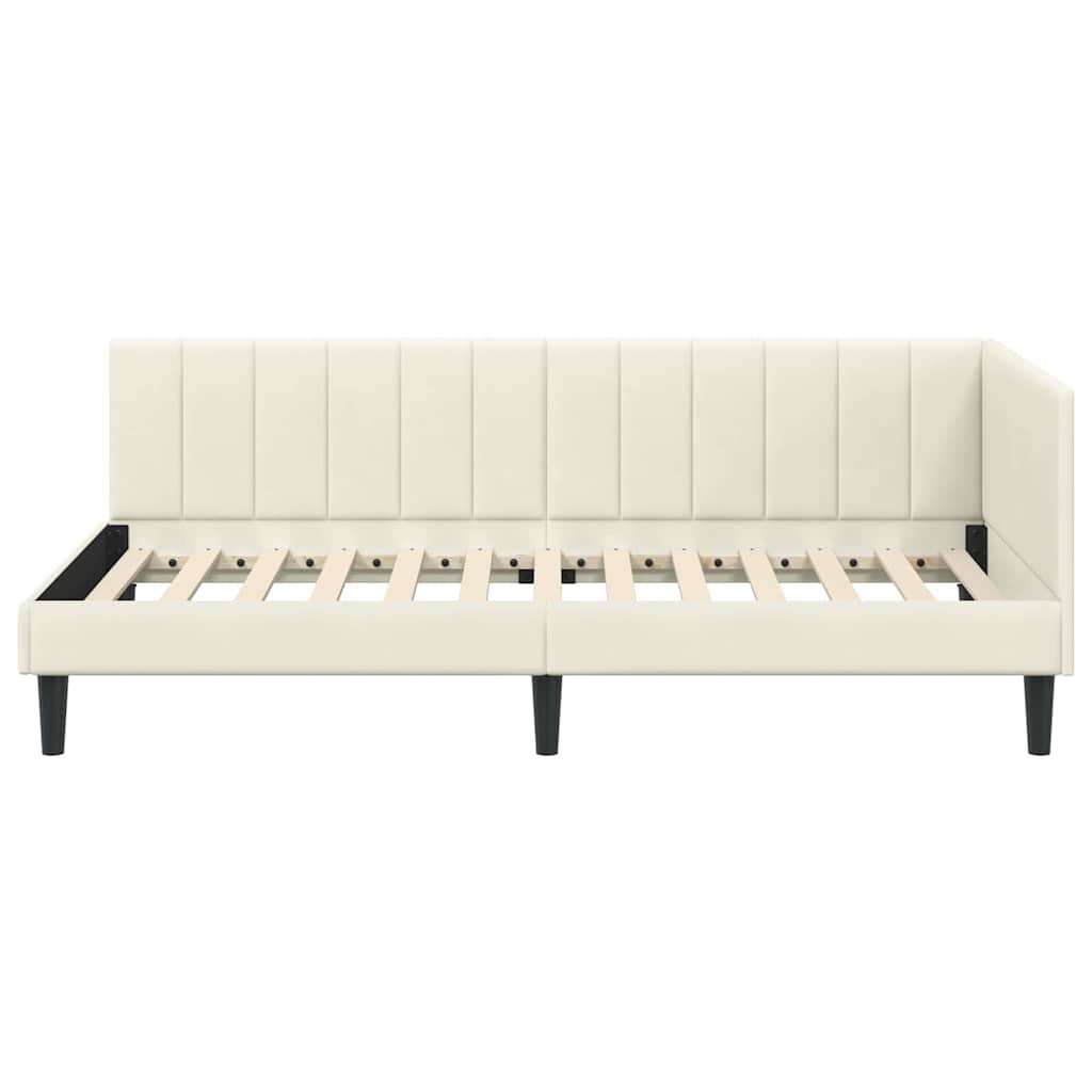 Cadre de lit d'angle Crème 90 cm x 200 cm Velours