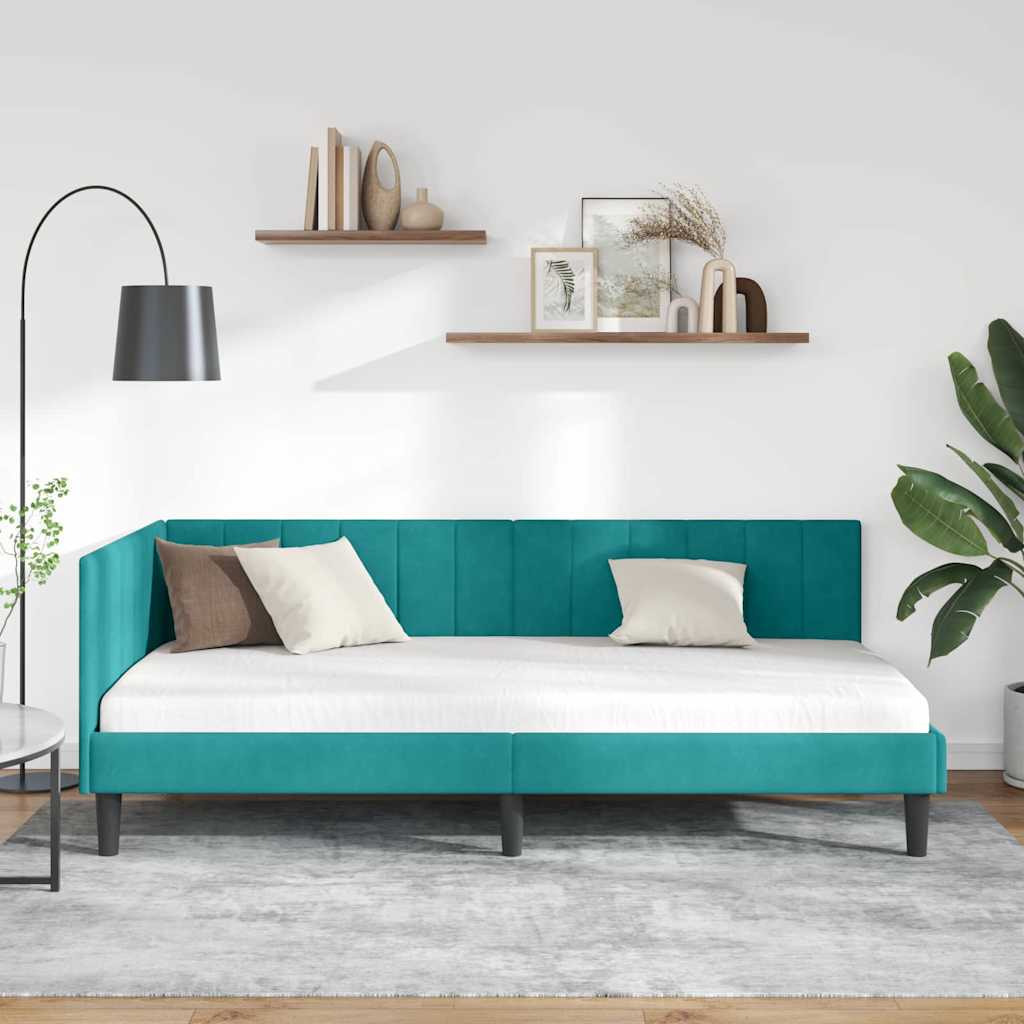Cadre de lit d'angle Turquoise 90 x 200 cm Velours - XIOS