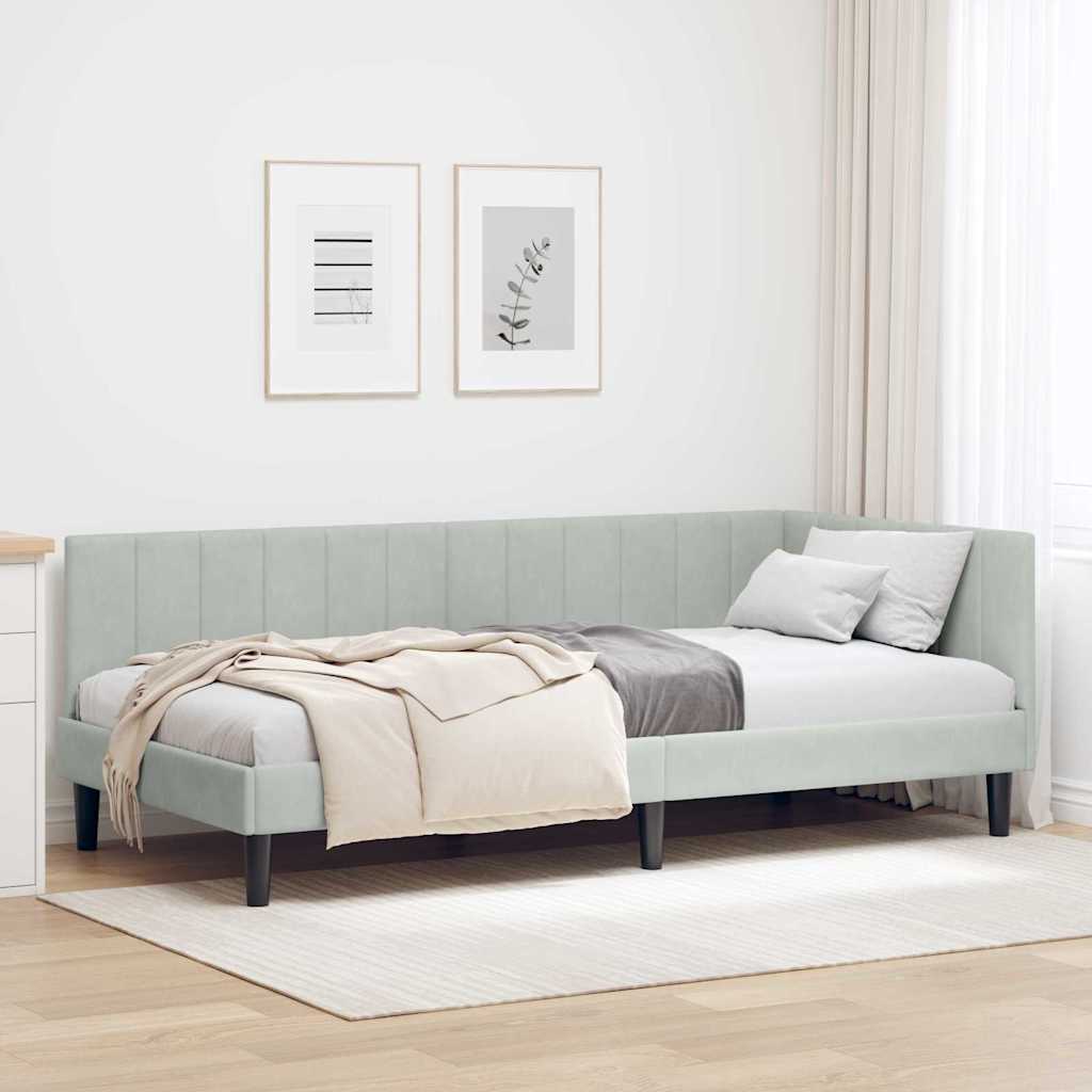 Cadre de lit d'angle Gris clair 100 x 200 cm Velours - XIOS