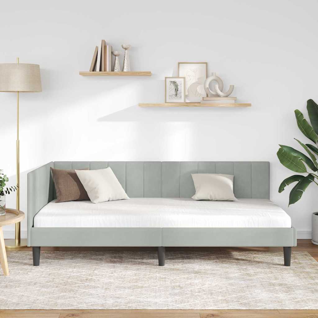 Cadre de lit d'angle Gris clair 100 x 200 cm Velours - XIOS