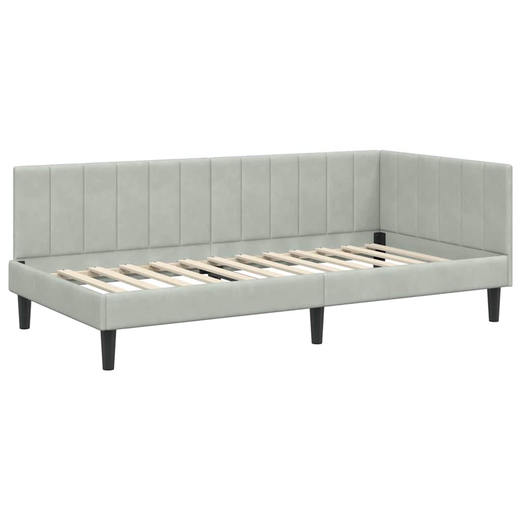 Cadre de lit d'angle Gris clair 100 x 200 cm Velours - XIOS