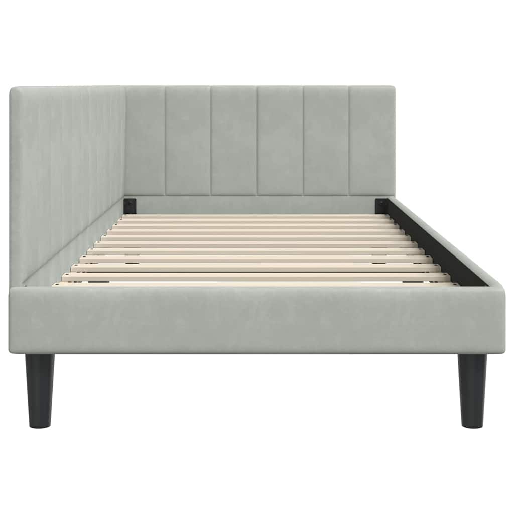 Cadre de lit d'angle Gris clair 100 x 200 cm Velours - XIOS