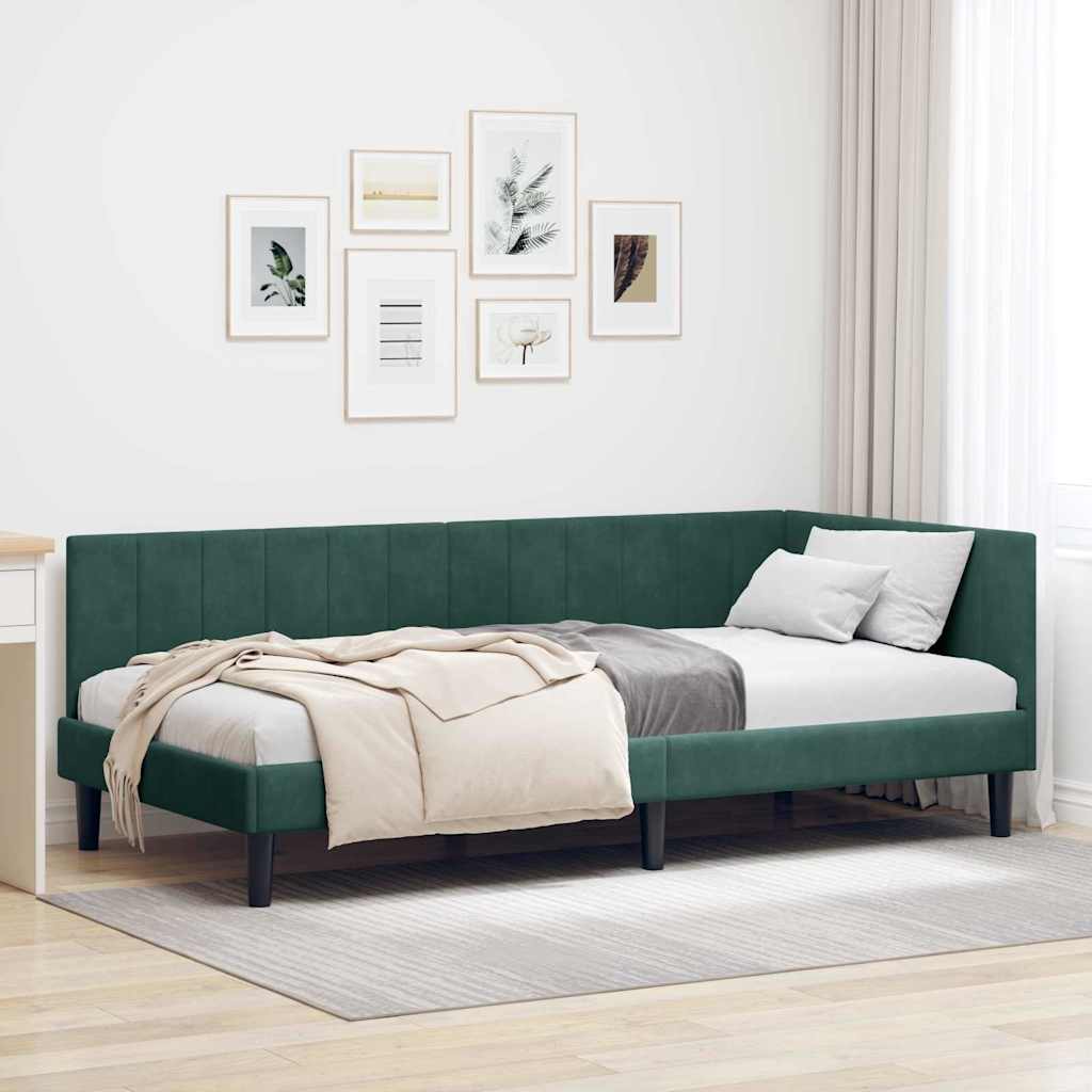 Cadre de lit d'angle Vert foncé 100 x 200 cm Velours - XIOS