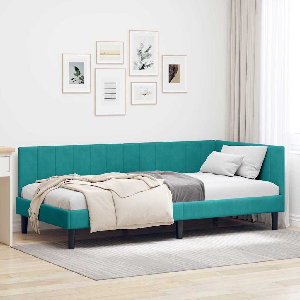 Cadre de lit d'angle Turquoise 100 x 200 cm Velours - XIOS
