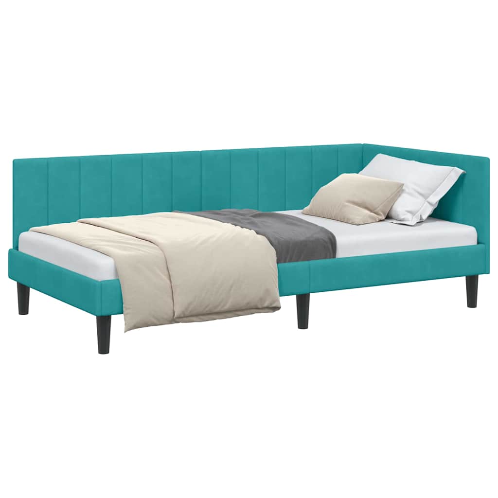 Cadre de lit d'angle Turquoise 100 x 200 cm Velours - XIOS
