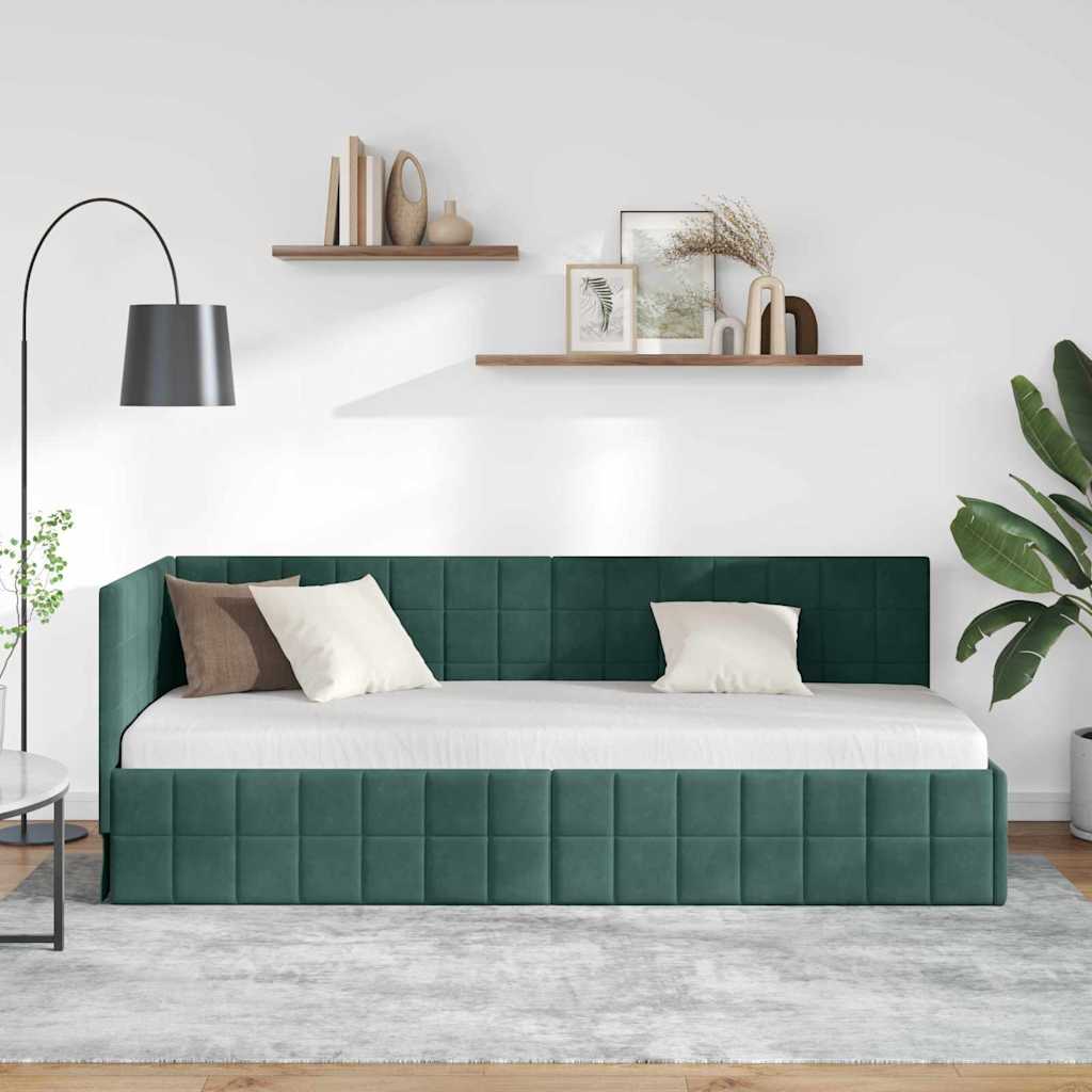 Cadre de lit d'angle Vert foncé 80 x 200 cm Velours - XIOS
