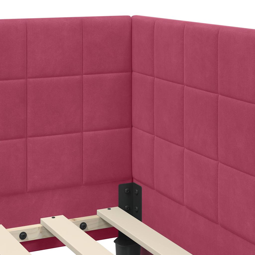 Cadre de lit d'angle Rouge bordeaux 80 x 200 cm Velours - XIOS