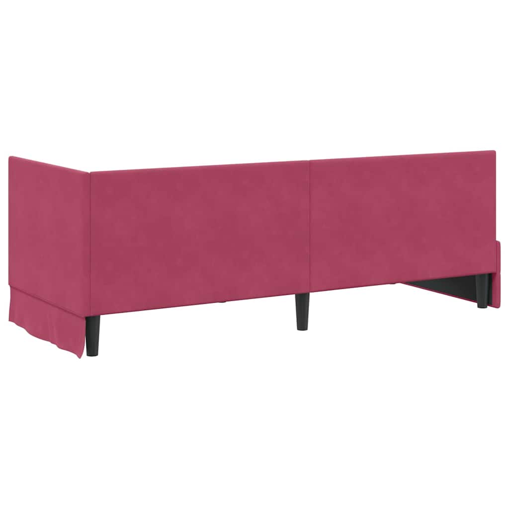Cadre de lit d'angle Rouge bordeaux 80 x 200 cm Velours - XIOS