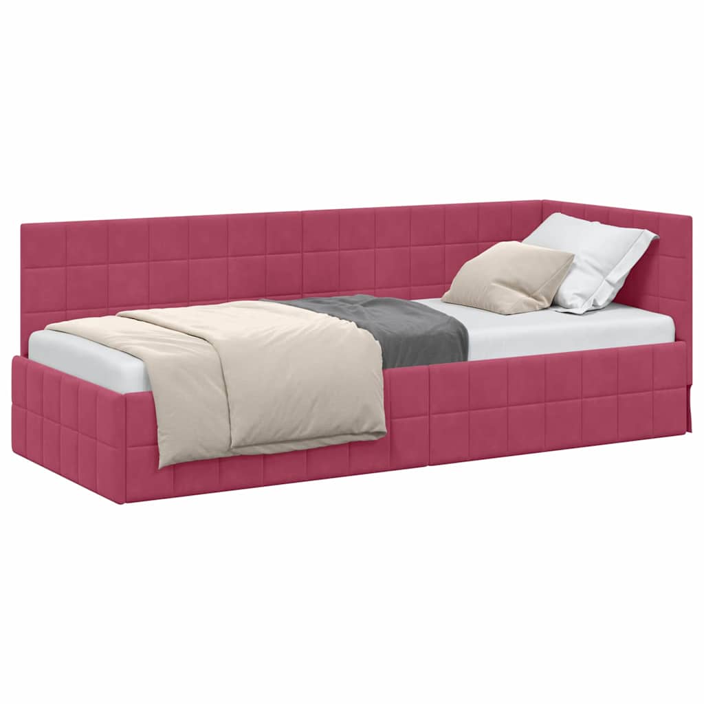 Cadre de lit d'angle Rouge bordeaux 80 x 200 cm Velours - XIOS