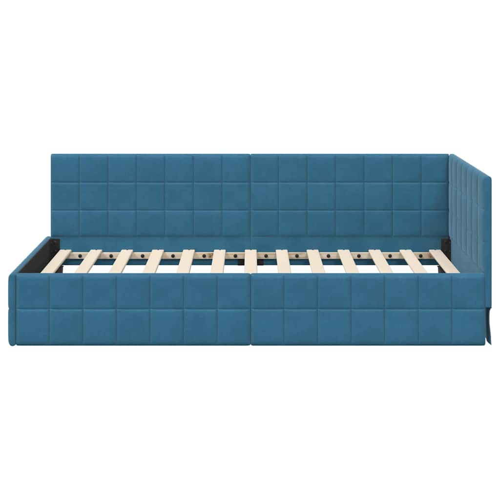 Cadre de lit d'angle Bleu 90 cm x 190 cm Velours - XIOS