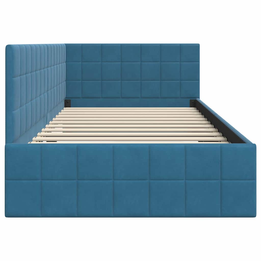 Cadre de lit d'angle Bleu 90 cm x 190 cm Velours - XIOS