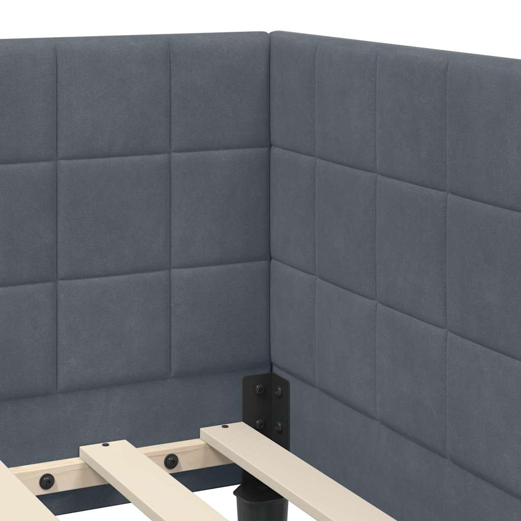 Cadre de lit d'angle Gris foncé 90 x 190 cm Velours - XIOS