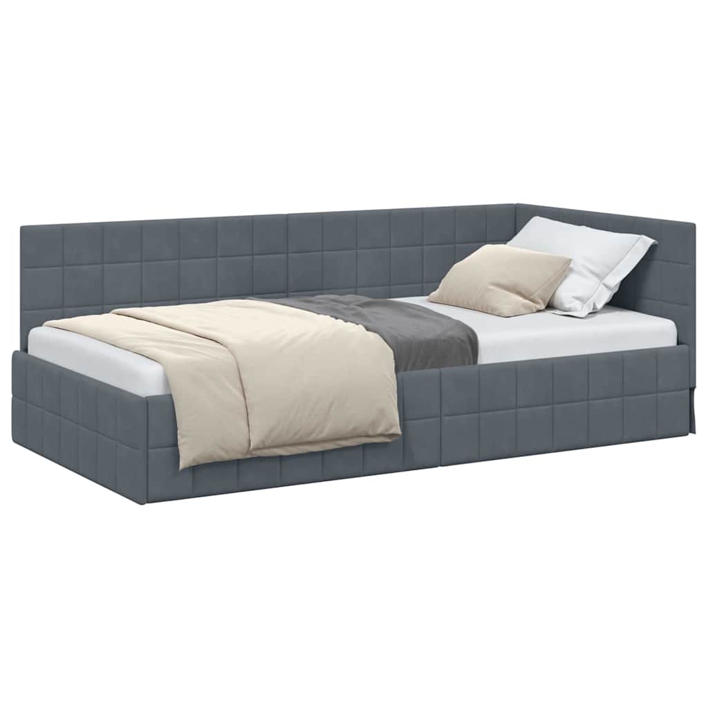 Cadre de lit d'angle Gris foncé 90 x 190 cm Velours - XIOS